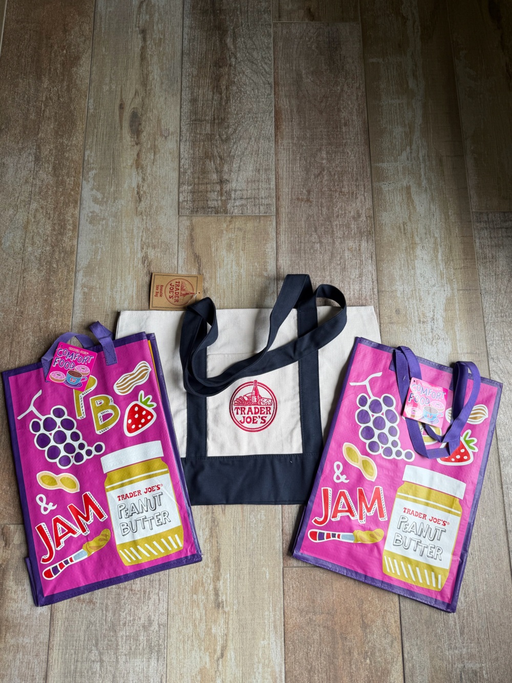 Bundle Trader Joe's Canvas Tote Bags Set of 3